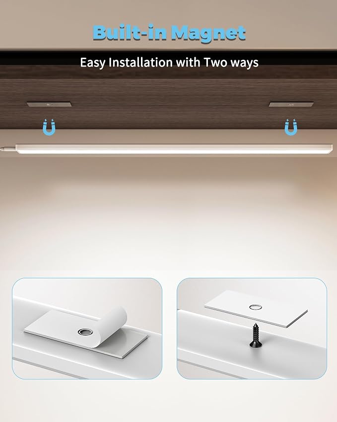ASOKO 24" Plug-in Under Cabinet Lighting, Cool White Workbench Bar | ASOKO 24" Plug-in Under Cabinet Light, 900LM Dimmable Cool White 6000K LED Workbench Bar for Kitchen Sink Desk