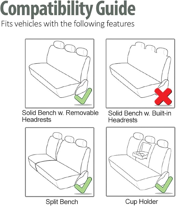 FH Group Highest Grade Faux Leather Split Bench Seat Cover, Rear Set – Universal Fit for Cars Trucks & SUVs (Green/Black) PU008013