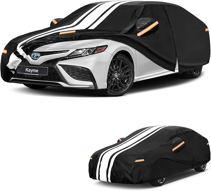 Kayme Toyota Camry Car Cover Waterproof All Weather for Automobiles, Custom Fit for Camry Sedan/Solara (1991-2026), Gift with Tape/Towel, Outdoor Full Exterior Cover Rain Snow Sun UV Protection.