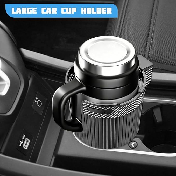 Car Cup Holder Extender, Expandable Vehicle Water Bottle Holder Adapter with Adjustable Base, Automotive Interior Drink Cup Expander, Universal for SUV Caravan Truck
