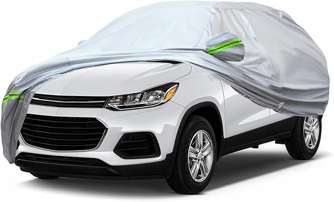 AUQDD 6-Layers Premium SUV Car Cover Waterproof All Weather Weatherproof UV Sun Protection Snow Dust Storm Resistant Outdoor Exterior Custom Form-Fit Full Padded Car Cover with Straps 165"-179" K6