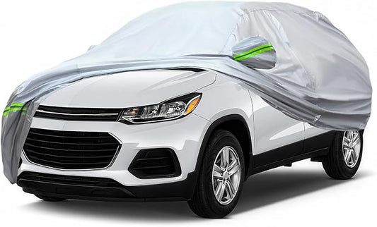 AUQDD 6-Layers Premium SUV Car Cover Waterproof All Weather Weatherproof UV Sun Protection Snow Dust Storm Resistant Outdoor Exterior Custom Form-Fit Full Padded Car Cover with Straps 165"-179" K6