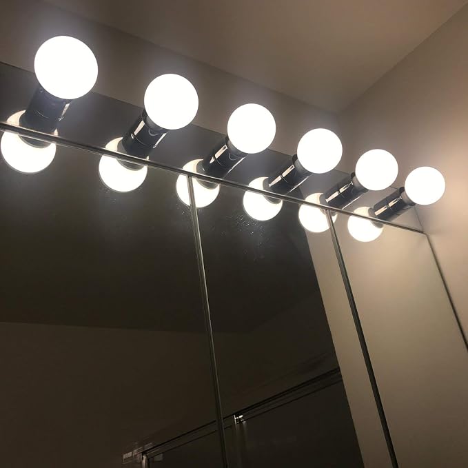 Maxxima G25 Globe LED Light Bulbs, 450 Lumens, 2700K, 40W Equal, 6 Pack | Soft Warm White, E26 Base, Indoor Use Bathroom Vanity Makeup Mirror