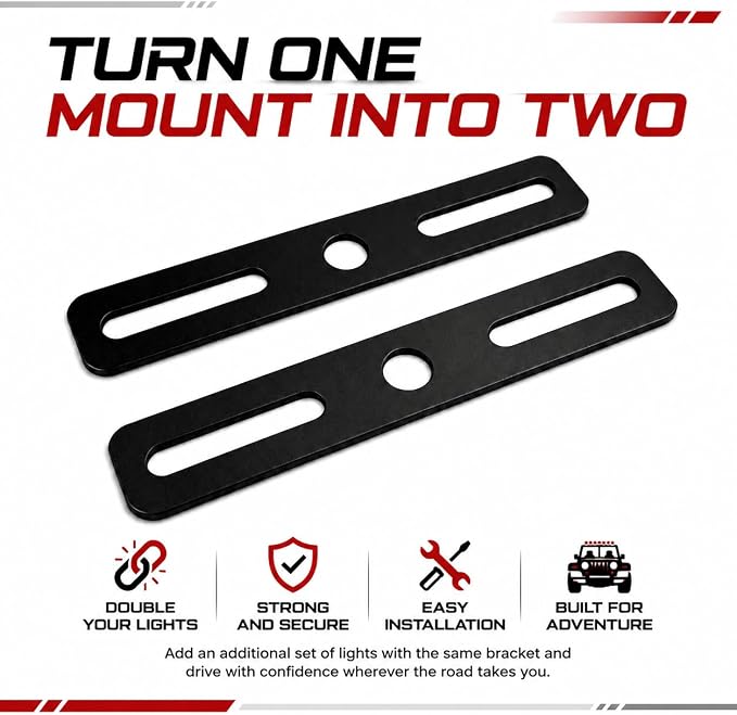 2PCS Ditch Light Bracket Extensions Heavy Duty A-Pillar LED Pod Mounts | Universal Light Mount Extension for Most Ditch Light Brackets, Steel Cowl Pod Light Mounting Brackets for SUV Trucks Vehicles