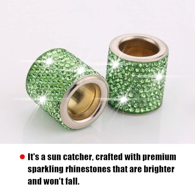 BELOMI 4 Pack Car Headrest Collars, Bling Car Head Rest Collars Rings Decor, Rhinestone Car Head Rest Collars, Diamond Interior Car Seat Accessory (Style 2-Green)