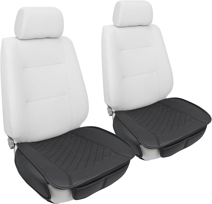Elantrip Luxury Leather Car Seat Covers, Anti-Slip & Waterproof, Full Protection with Storage - Fits Most Cars, SUV, Trucks(Black, 2-Pack)