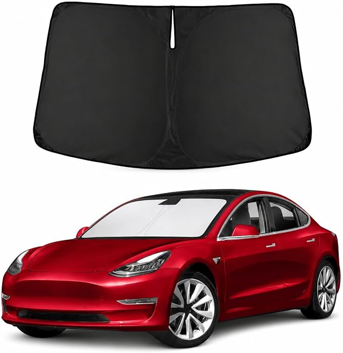 Autovir Windshield Sun Shade, 2017-2026 Tesla Model 3 & Y, 280T Visor Shade