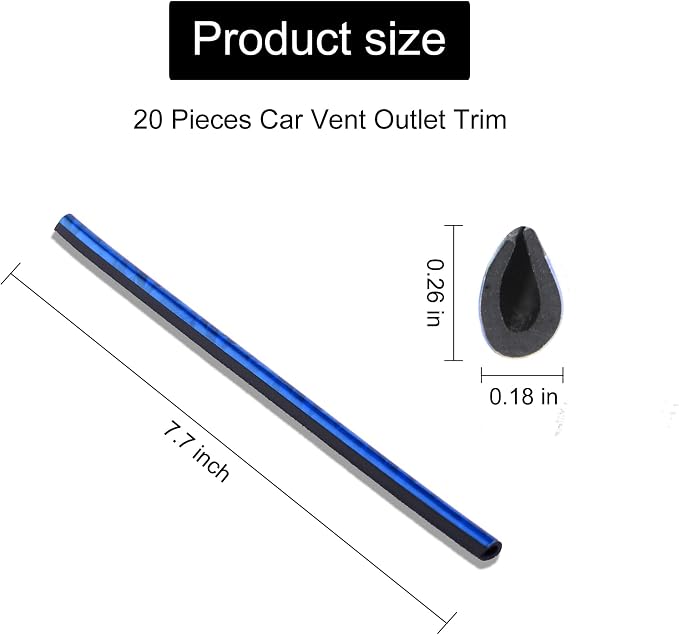 LivTee 20 Pieces Car Air Conditioner Decoration Strip for Vent Outlet, Universal Waterproof Bendable Air Vent Outlet Trim Decoration, Car Interior Accessories (Shiny Blue)