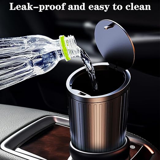 Car Trash Can Bin with Lid - Car Garbage Can Cup Holder-Universal Leakproof Vehicle Garbage Can Bin with 20pcs Trash Bags-Car Organizers and Storage for Front Back Seat Accessories