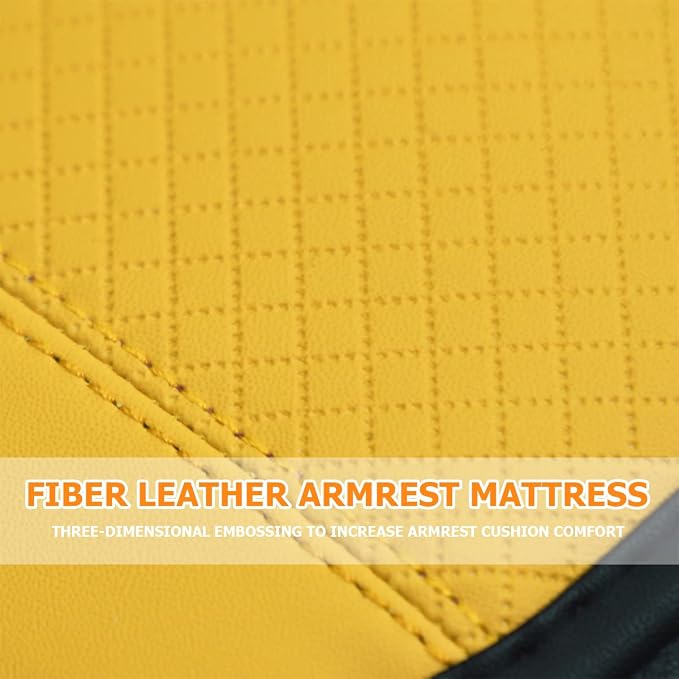 8sanlione Car Armrest Storage Box Mat, Fiber Leather Car Center Console Cover, Car Armrest Seat Box Cover Accessories Interior Protection for Most Vehicle, SUV, Truck, Car (Yellow)