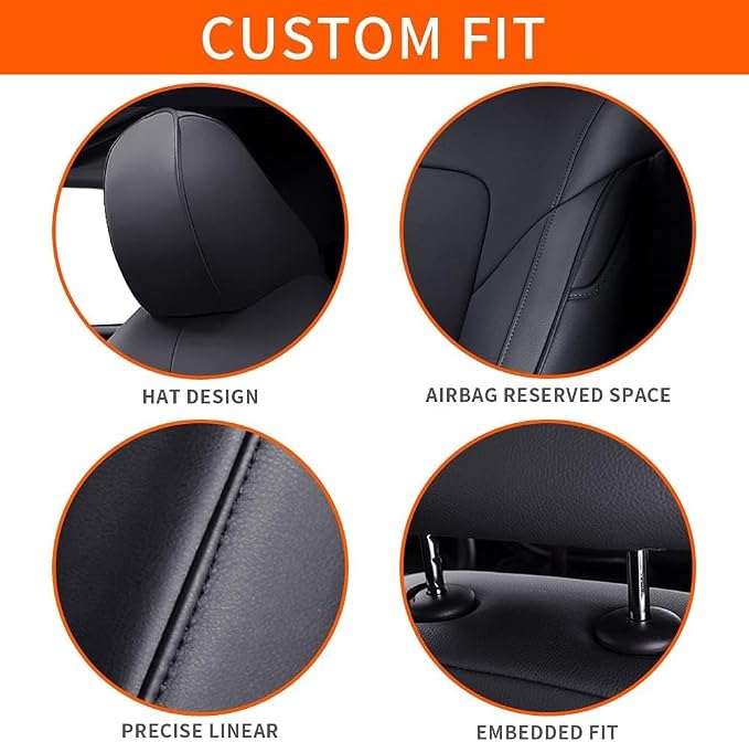 AOMSAZTO Seat Covers for Mazda 3 2014 2015 2016 2017 2018 | Customized Full Set Faux Leather Waterproof AirbagCompatible Seat Cover Black