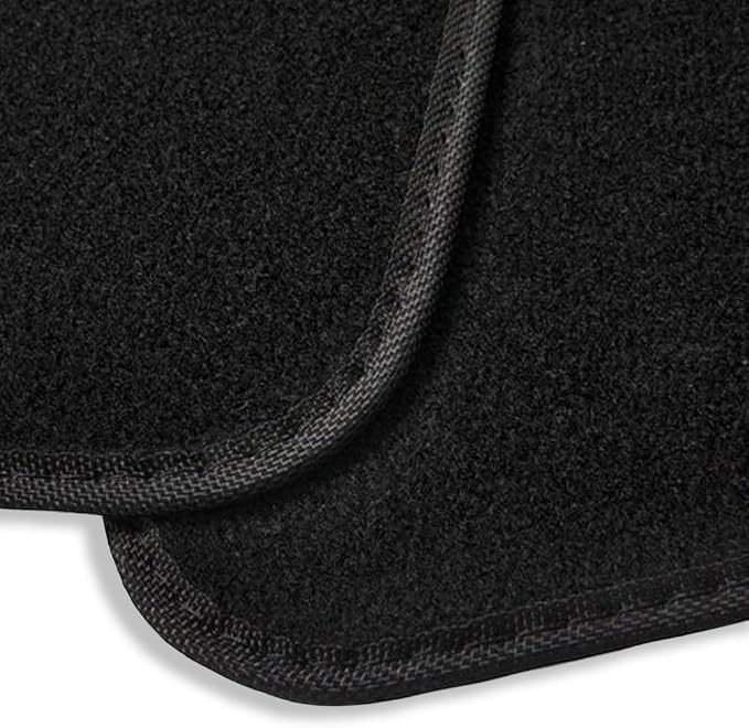 CarsCover Premium Vehicle Mats 4-Piece with Vinyl Heel Pad, Black Carpet Driver Passenger and Rear Floor Mats