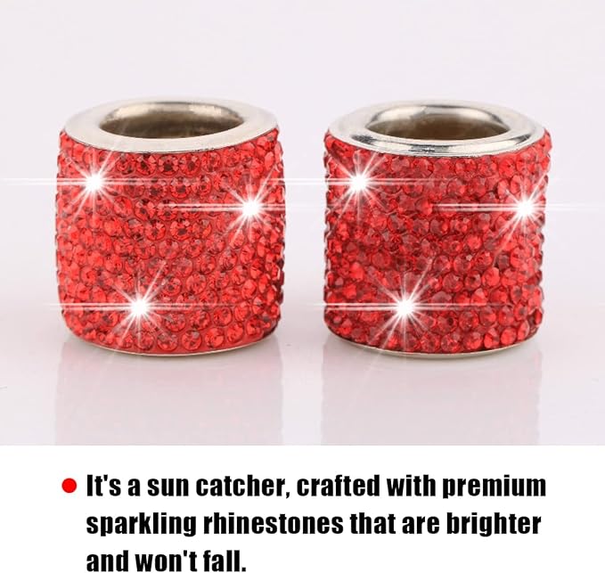 BELOMI 4 Pack Car Headrest Collars, Bling Car Head Rest Collars Rings Decor, Rhinestone Car Head Rest Collars, Diamond Interior Car Seat Accessory (Style 2-Red)