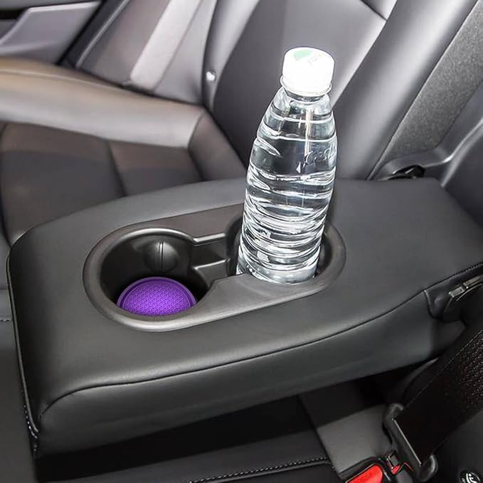 XINLIYA Car Cup Holder Coaster, 4 Pack 2.75 Inch Diameter Non-Slip Universal Insert Coaster, Durable, Suitable for Most Car Interior, Accessory for Women and Men (Purple)