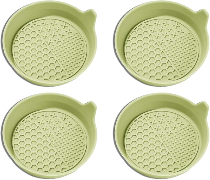 4PCS Car Cup Holder Coaster, Silicone Non-Slip Vehicle Insert Water Bottle Mat, Universal Insulation Drink Cup Pad Decor for SUV/Sedan/Truck, Automotive Interior Accessories (Apricot)