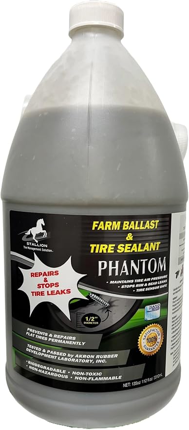 Phantom Farm Ballast and Tire Sealant - Superior Performance - Tire Repair - Stop Leaks – Extend Tire Life – All Weather – Slow Speed – ARDL Approved (1 Gal Jug, Phantom)