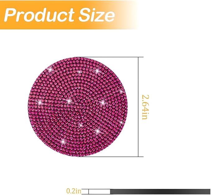 Osilly Bling Car Cup Holder Coaster, Crystal Rhinestone Anti-Slip Insert Coasters, Universal 2.75 Inch Fashion Automotive Cup Mat, Car Interior Accessories Decor Gifts for Women (Rose Red, 4PCS)