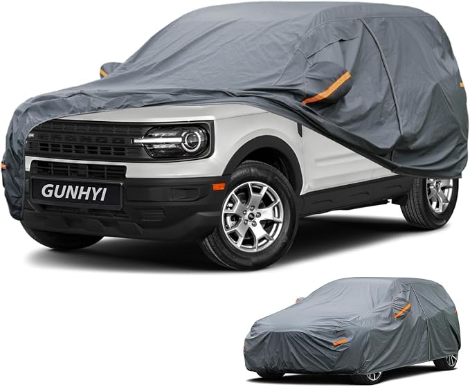 GUNHYI Premium Car Cover Custom Fit Ford Bronco 4 Door, 16 Layers Heavy Duty Car Cover Waterproof All Weather with Zipper Door for Sun Rain Snow Dust Uv Protection