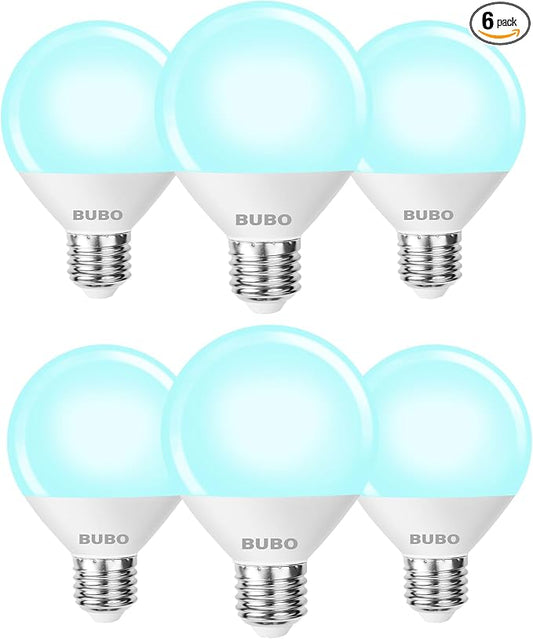 BUBO Vanity Light Bulbs 60 Watt Equivalent, Bathroom Light Bulbs Daylight White 5000K, Round Light Bulb, G25 LED Bulbs 800 Lumens, E26 Medium Base, 7W, Non-Dimmable, 6 Pack