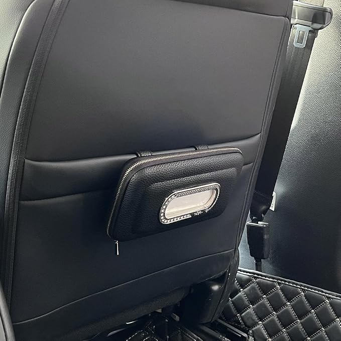 Car Tissue Holder, Visor Mask Holder, Sun Visor Napkin Holder, Mask Dispenser, Premium Leather Tissue Holder for Auto SUV Truck (Black)