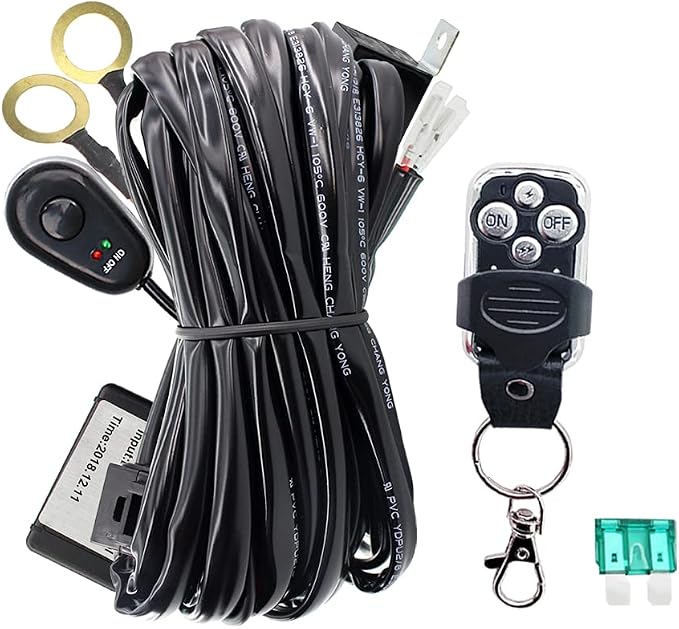 LED Work Lights Bar Remote Wiring Harness Kit 1Lead DC12V 40A LED Lights Remote Wiring Harness Switch Relay 14AWG Core Cable Harness Fit for Car Fog Lights Work Driving Lights Bar