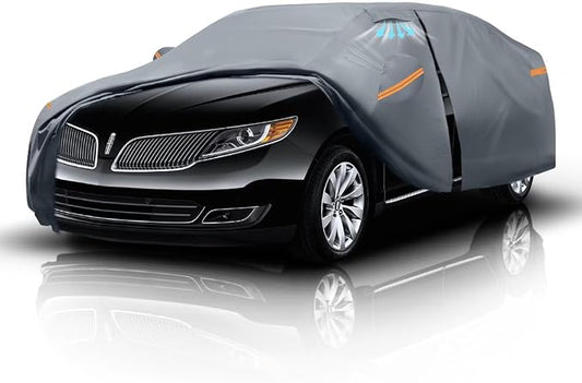 Large SUV Car Cover for Lincoln MKT (2016-2019) 100% Waterproof All Weather, Heavy Duty Outdoor Full Exterior Covers Rain Sun Wind UV Protection.