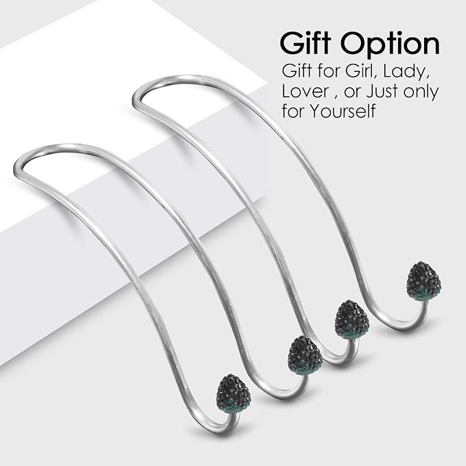 【2026 Upgraded】 Car Headrest Hooks Decorations, 2 Pcs Bling Strawberry Shape Purse Hook Hangers, Auto Hooks Car Hangers and Durable Backseat Holder, Storage Universal for SUV Truck Vehicle (Black)