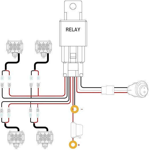 Nilight Led Light Bar Wiring Harness Kit 16AWG 12V On Off Waterproof Switch Power Relay Blade Fuse-4 Leads