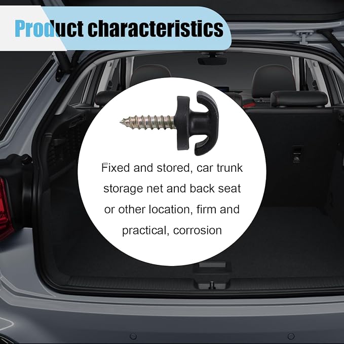 4PCS Car Cargo Net Hooks, Tie Down Hanging Fastener, Cargo Net Hardware Kit, Storage Organizer Net Clips, Car Trunk Hook Screw, Universal Mesh Pocket Hook for Most Cars