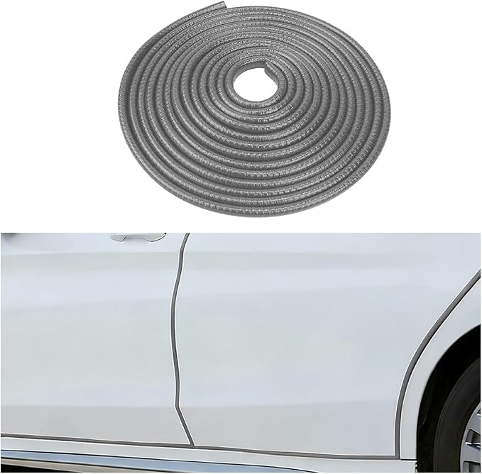 Car Door Edge Guards, 16.4FT U-Shaped Fade-Resistant Vehicle Edge Trim Seal Guard, No-Glue Design Automotive Door Entry Protector Strip, Universal Fit (Gray)