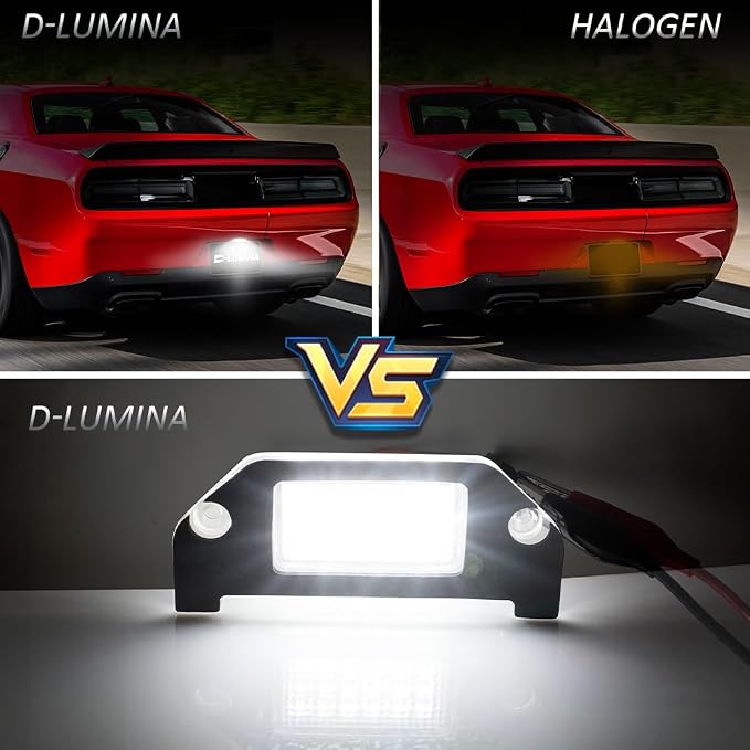 D-Lumina LED License Plate Light Tag Lamp Assembly for 2005-2014 Dodge Charger, 2008-2014 Dodge Challenger, 2005-2014 Chrysler 300, Dodge Avenger Magnum Dart, 6000K White Tag Lights, Pack of 1