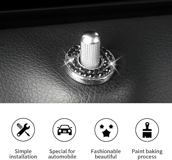 JOYCOURT 4Pack Bling Car Inner Door Lock Pull Stickers, Black | Rhinestone Bling Car Pull Rod Bolt Decoration Cover Interior Car Accessories, for Mercedes-Benz A/B/C/E Class GLC GLA GLK GLA