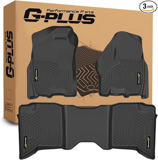 G-PLUS TPE Floor Mats Fit 2009-2018 Dodge Ram Crew Cab,1st & 2nd Row | Not Fit Tradesman Quad Cab,All Weather Protection,Non-Slip,TPE Full Coverage,Custom Fit Floor Liner Accessories