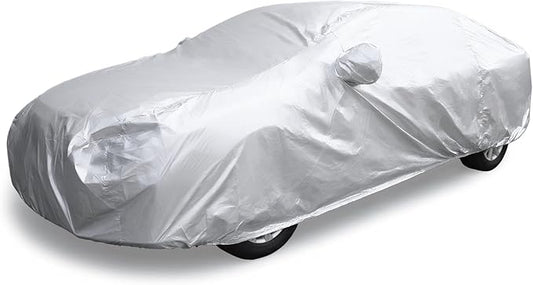 3XL Silver Tone 190T Car Cover Outdoor Weather Waterproof Scratch Rain Snow Heat Resistant W Mirror Pocket 490 x 180 x 160cm Replacement Car Parts