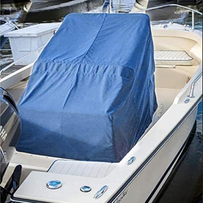 Boat Center Console Cover - Heavy Duty 600D Waterproof Marine Cover (Large) | Marine Grade Polyester | UV & Rain Resistant | Snug Drawstring Bottom | Fits Up to 46"×40"×45" | Sun Dust & Tear Protection