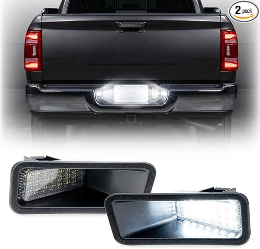 LED License Plate Lights for 2019-2026 Do'dge Ram 2500 3500 LED Tag Light Bright White Rear Number Plate Replacement Assembly, 21 SMD, 6000K