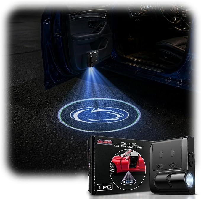 Sporticulture American Football Penn State Nittany Lions Car Door Lights Logo Shadow Display - Officially Licensed NCAA Car Accessories - Show Your Team Pride - Battery Powered, Universal Fit