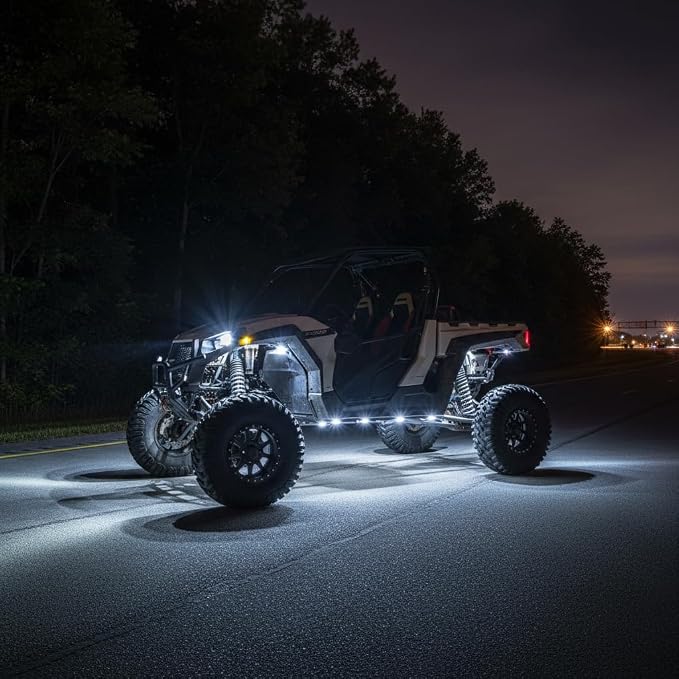 YONEDA 24 Pods White Rock Lights 6000K 9LED Bright LED Underglow Lights IP68 Waterproof for Trucks SUV UTV ATV RZR Car Boats Pickup Motorcycle with 39.37ft Extension Wire