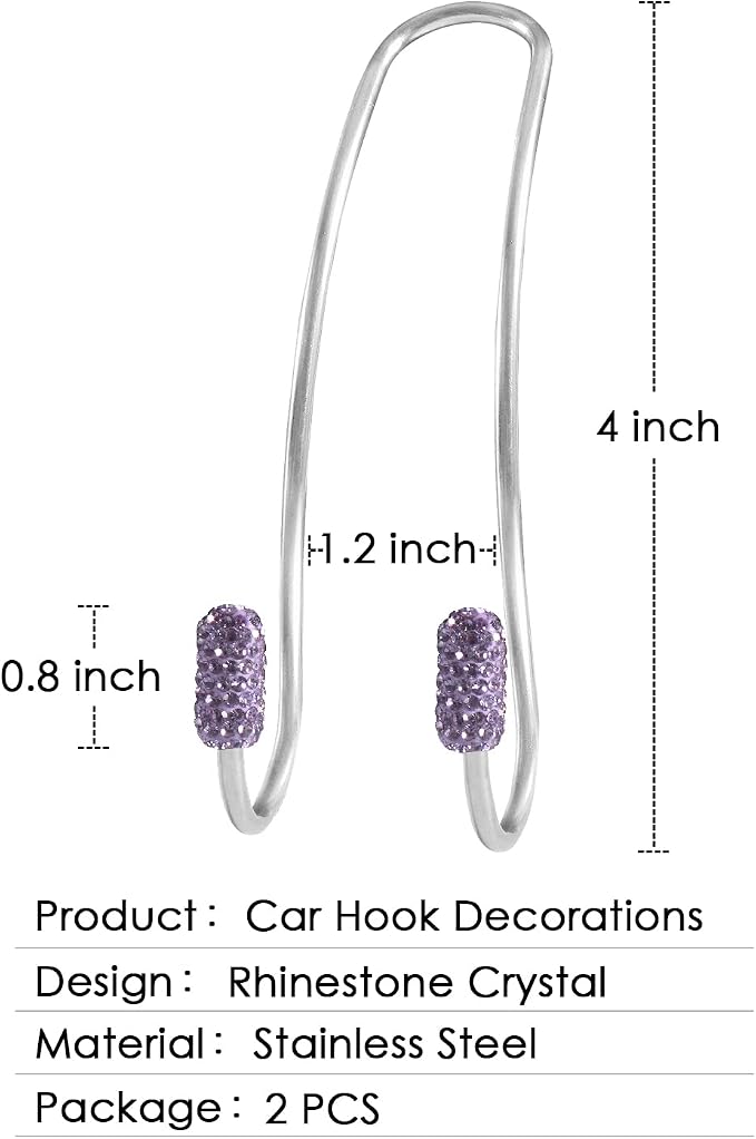 Guoord 【2026 Upgraded】 Car Headrest Hooks Decorations, 2 Pcs Bling Purse Hook Hangers, Auto Hooks Car Hangers and Durable Backseat Holder, Storage Universal for SUV Truck Vehicle(Violet)