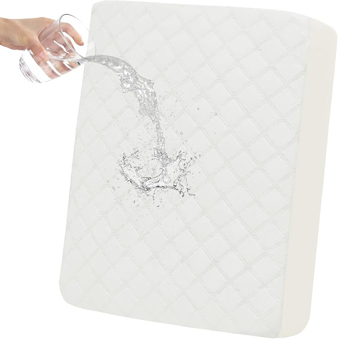 Easy-Going Waterproof Oversized Chair Cushion Covers, Non-Slip Leakproof Sofa Seat Cushion Slipcovers, Quilted and Stretch Furniture Protector for Dogs, Pets (1-Piece Oversized Chair Cushion, Ivory)