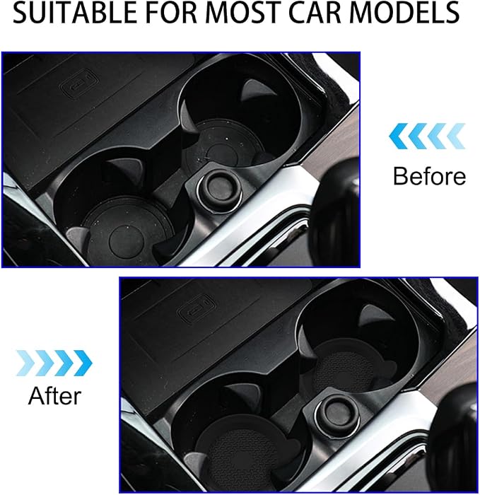 Mandark Car Cup Holder Coasters, Non-Slip Silicone Vehicle Insulation Drink Mat, Waterproof Sift-Proof Spill Recessed Automotive Interior Cup Insert Pad Accessories, Universal Fit (Black)