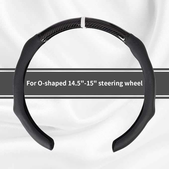 Car Steering Wheel Cover Napa Leather Non Slip Vehicle Steering Wheel Cover Protector, Quick Install Comfy Automotive Interior Decor, Universal fit 14½ to 15 inches Car Pickup SUV
