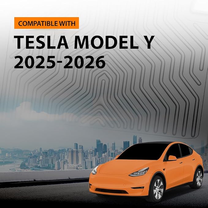 G-PLUS TPE Floor Mats Fit Tesla Model Y 2025-2026 5-Seat(Not Fit 7-Seat) | All Weather Protection,Custom Fit Model Y 2025-2026 Floor Liners Accessories,1st & 2nd Row,Non-Slip,TPE Full Coverage,Black