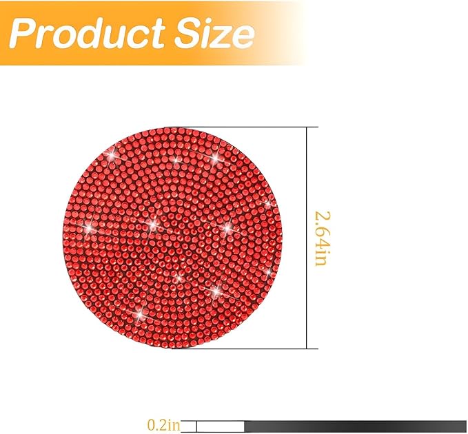 Osilly Bling Car Cup Holder Coaster, Crystal Rhinestone Anti-Slip Insert Coasters, Universal 2.75 Inch Fashion Automotive Cup Mat, Car Interior Accessories Decor Gifts for Women (Red, 4PCS)