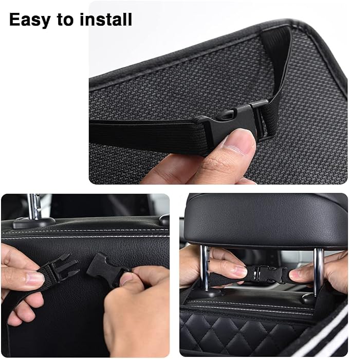 Car Back Seat Organizer, Hanging PU Leather Car Storage Bag, Compatible with Most Vehicles Interior Accessories Organizer (Black(1Pack))