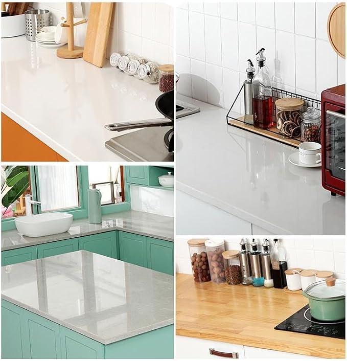 Ismoon Clear Contact Paper Roll 17.7'' x 393'' Clear Glossy Self-Adhesive Film Cover Removable Protective Film Transparent Liners Drawers Shelves Kitchen Cabinets Desks Fridge Roll
