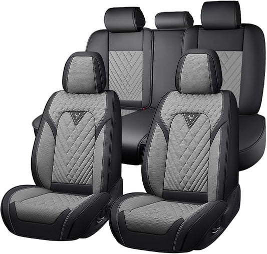 for Toyota Tundra Car Seat Covers 2001-2026,Premium Leather, 360° Full Protection, Thick Padding & Memory Foam, Waterproof & Stain-Resistant Seat Cover for Toyota Tundra (5 Seat,Black&Gray)