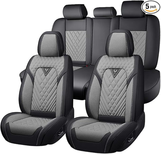 Fit for Toyota Avalon Seat Covers 2001-2026,Premium Leather, 360° Full Protection, Thick Padding & Memory Foam, Waterproof & Stain-Resistant Car Seat Cover Full Set (5 Seat,Black&Gray)