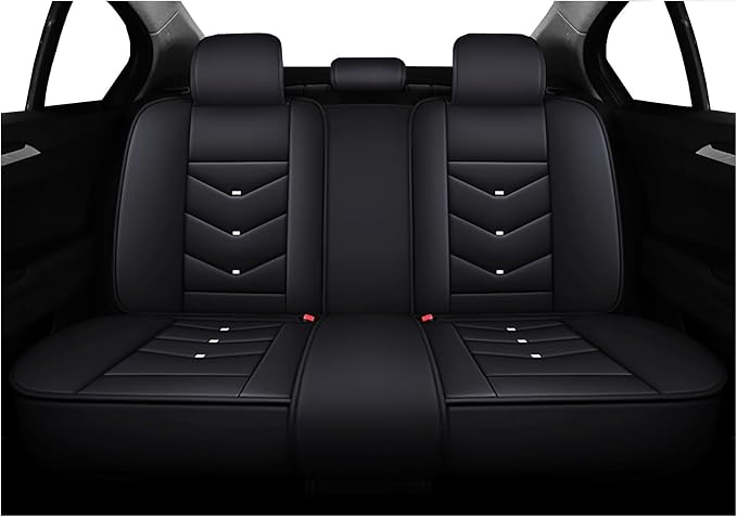 Leather Car Seat Covers,Full Coverage Seat Covers Full Set with Fixed Lumbar Support,Universal Automotive Seat Covers for Cars,SUVs,Trucks and Sedans