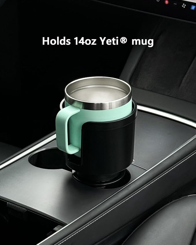 Upgraded Car Cup Holder Expander Adapter with Offset Adjustable Base, Compatible with Yeti 14/24/36/46oz Ramblers, Hydro Flasks 32/40oz, Other Large Bottles Mugs in 3.5"-4.0", 1 Pack